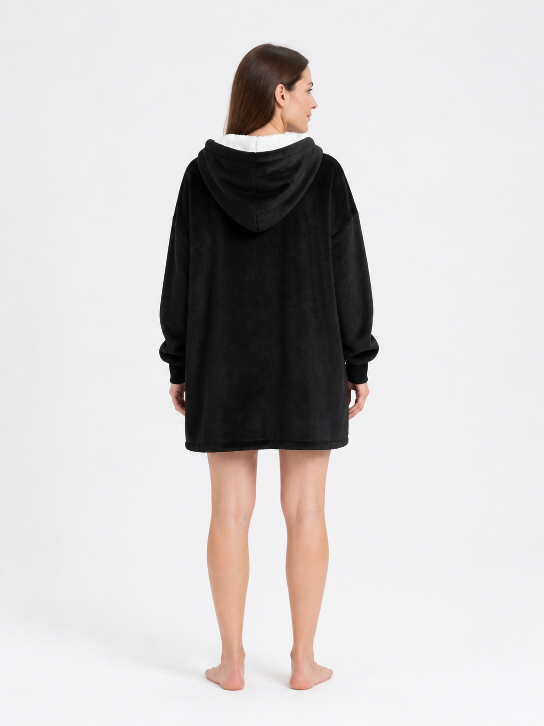 Long Hooded Blanket Hoodie, Relaxed Fit back view