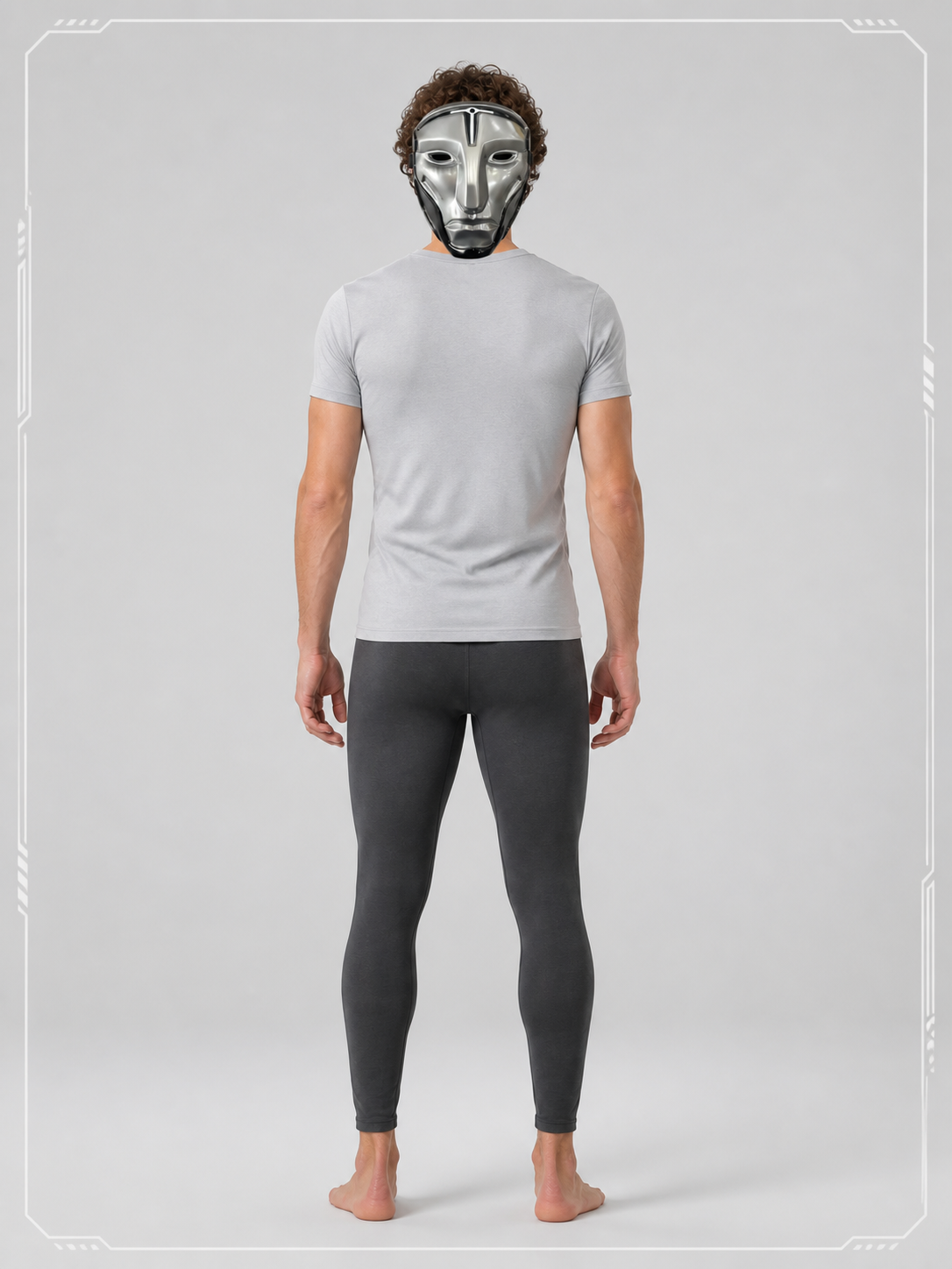 Silver and Black Robot Carnival Mask for Cosplay back view