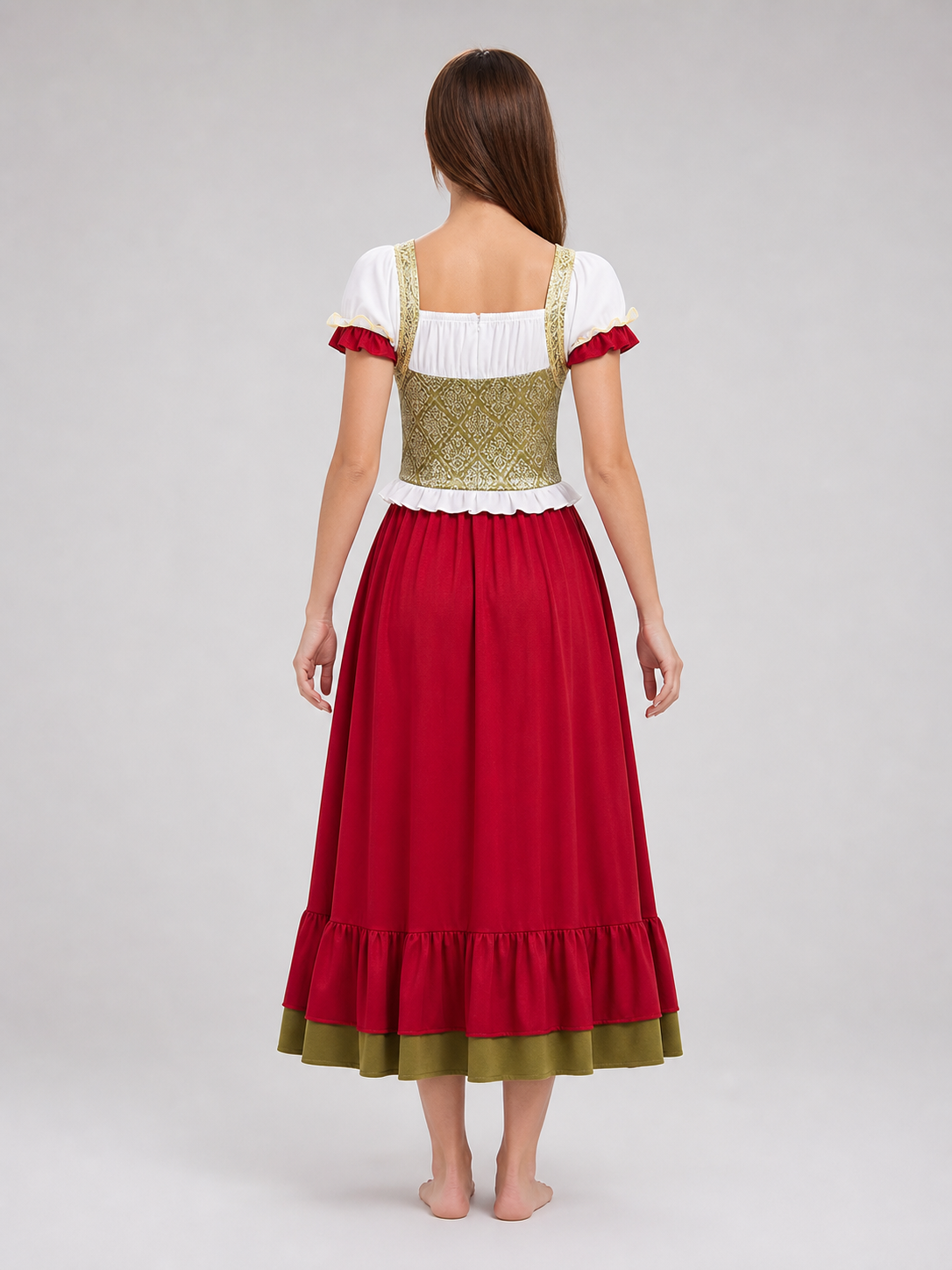 Bavarian-Style Costume Dress with Scarf