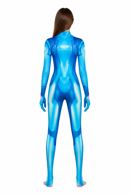 Samus Aran Cosplay Jumpsuit with Geometric Inserts back view