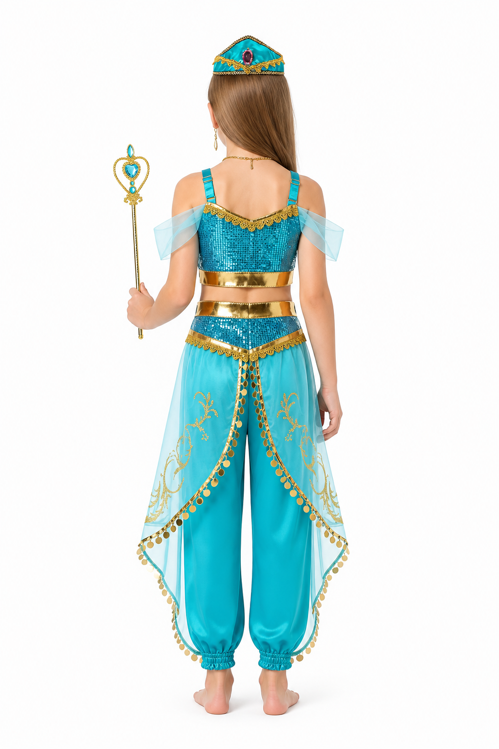 Jasmine Halloween Costume with Top and Pants back view