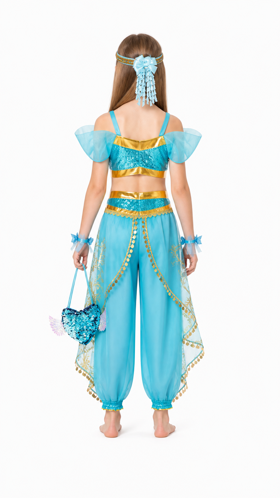 Children's Princess Jasmine Arabic-Style Costume with Harem Pants back view