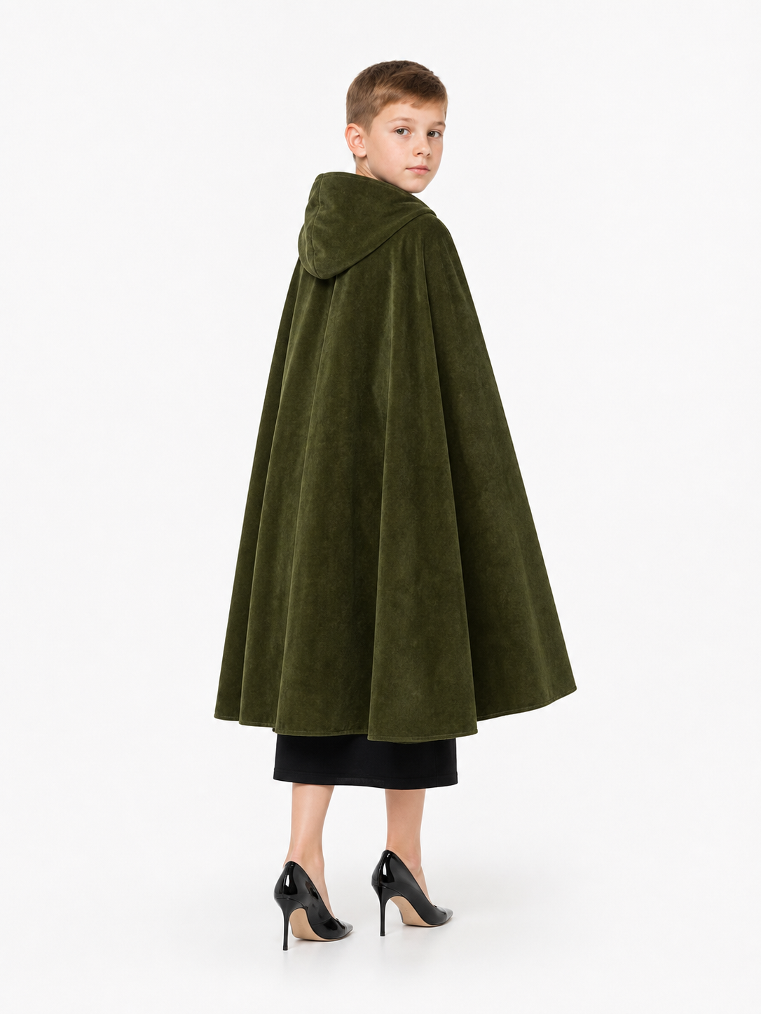 Dark Green Hooded Carnival Cloak