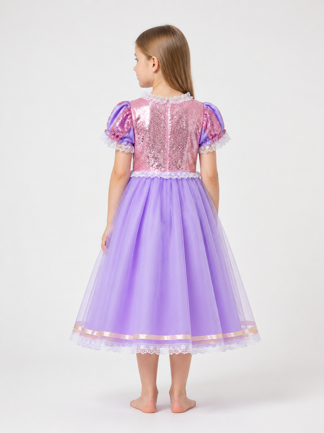 Princess Costume Dress with Sequins and Full Skirt back view
