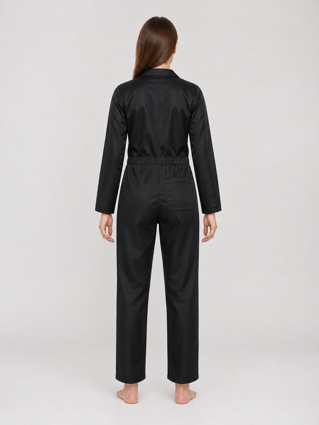 Miles Black Long-Sleeve Jumpsuit