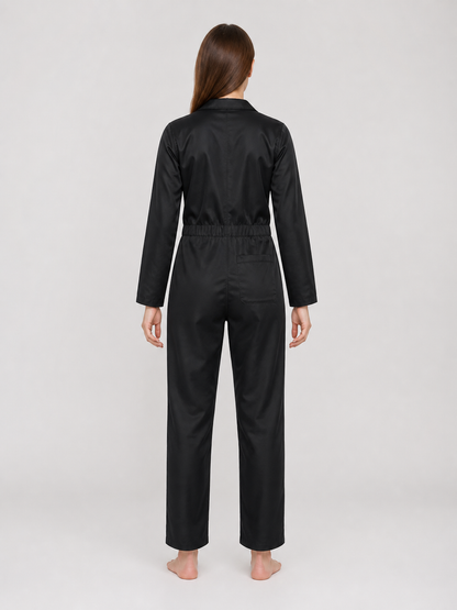 Miles Black Long-Sleeve Jumpsuit