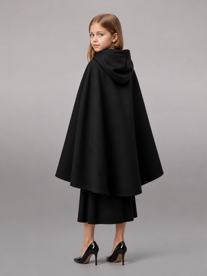 Medieval Black Hooded Costume Cloak back view 2