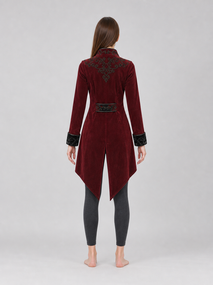 Embroidered Tailcoat, Burgundy with Black