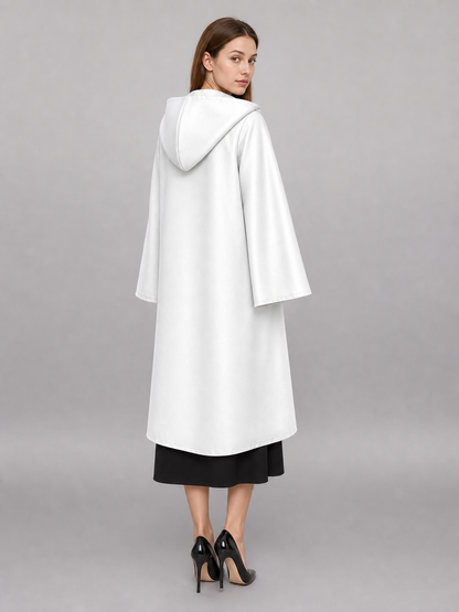 White Medieval Hooded Costume Cloak