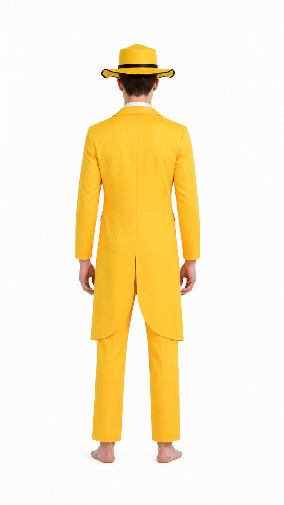 Yellow Cosplay Costume with Long Jacket and Hat back view