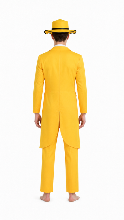 Yellow Cosplay Costume with Long Jacket and Hat back view
