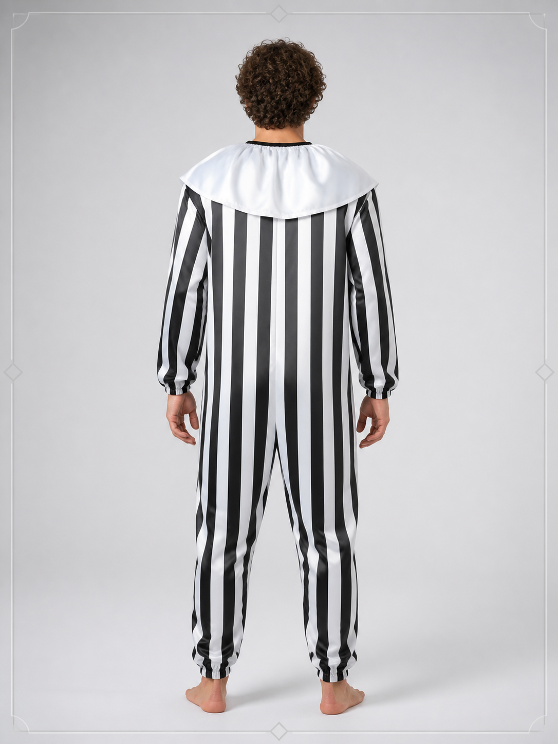 Scary Black-and-White Clown Carnival Mask back view