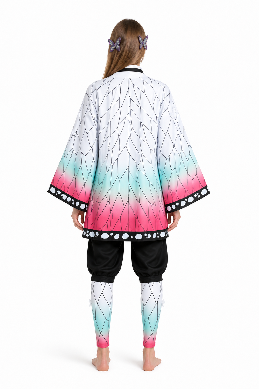 Anime Cosplay Costume with Gradient Cape and Butterfly back view