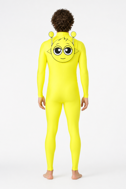 Yellow Hooded Alien Jumpsuit back view
