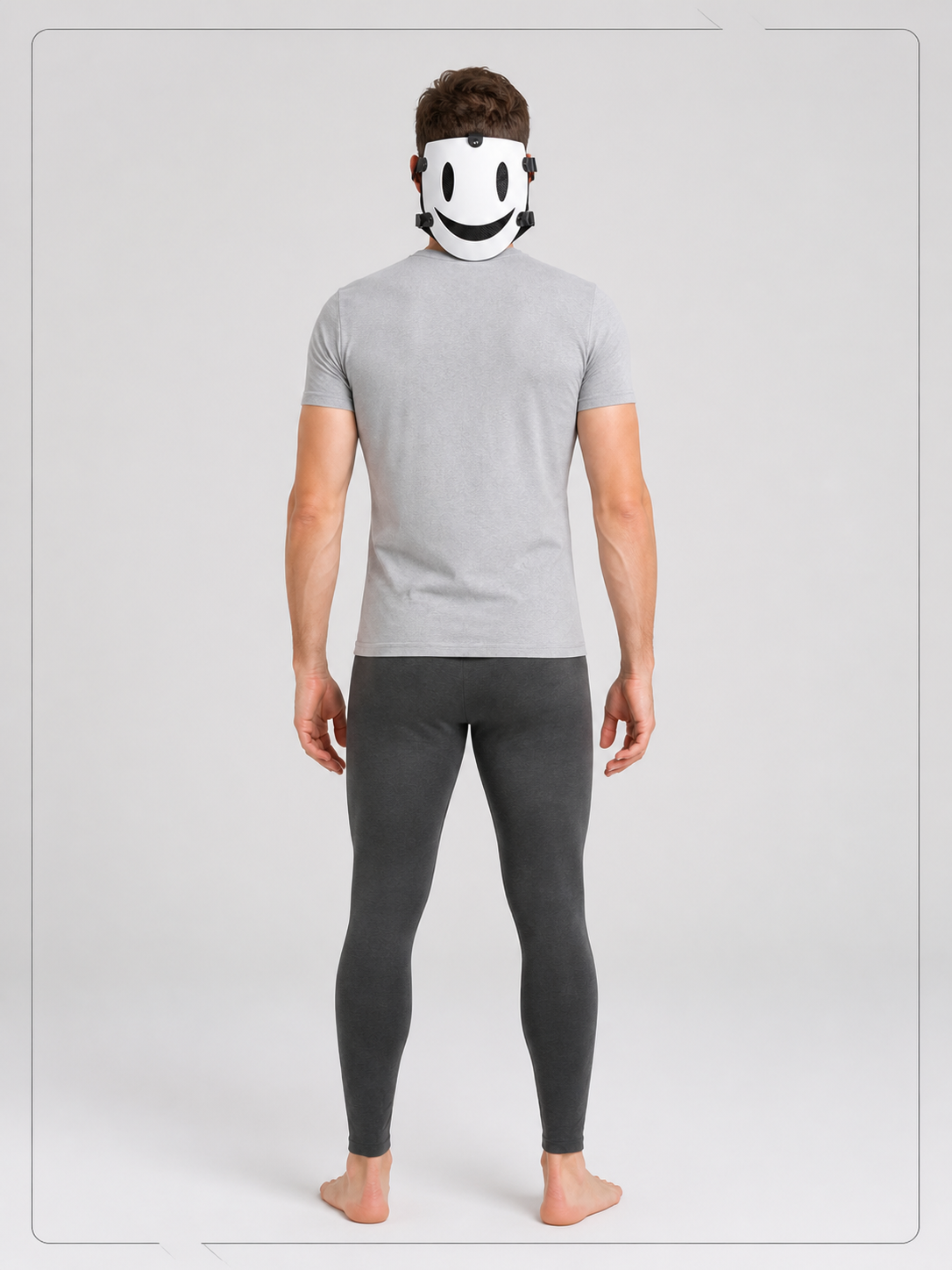 White Halloween Mask with a Smile for Cosplay back view