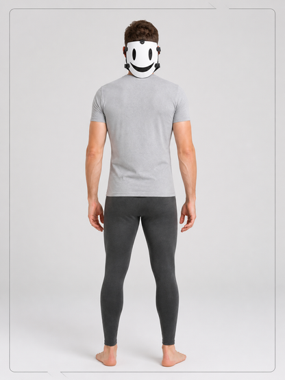 White Halloween Mask with a Smile for Cosplay back view