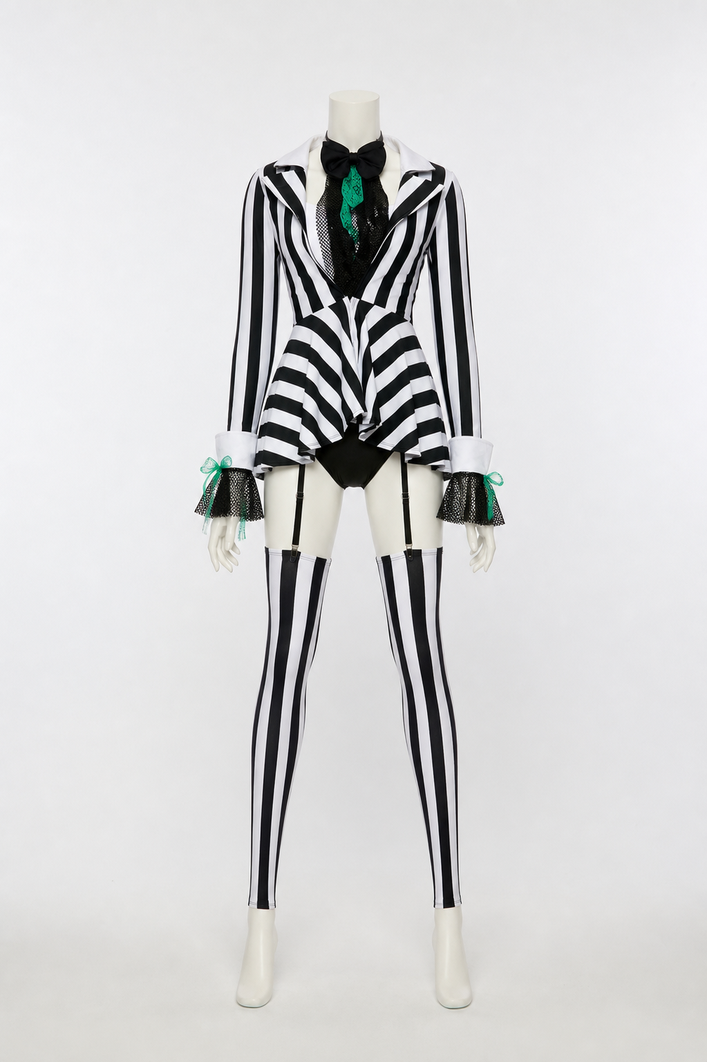 Striped Clown Costume with Skirt for Halloween back view