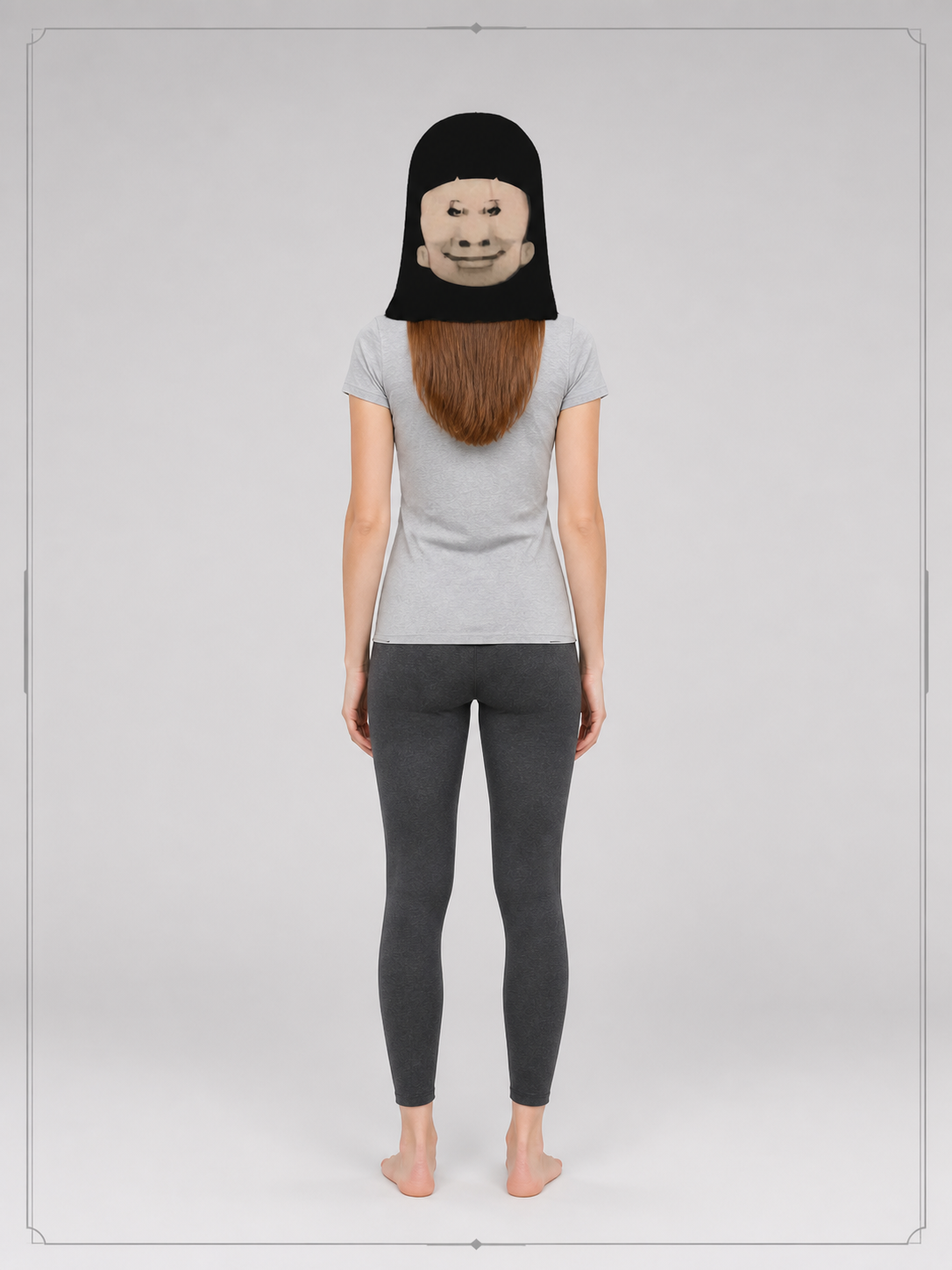 Black Halloween Mask with a Flesh-Colored Face, 3D Design back view