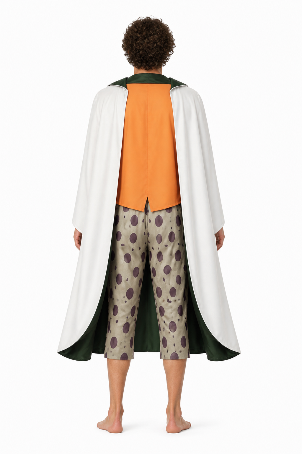 One Piece Silvers Rayleigh Cosplay Costume with Cape back view