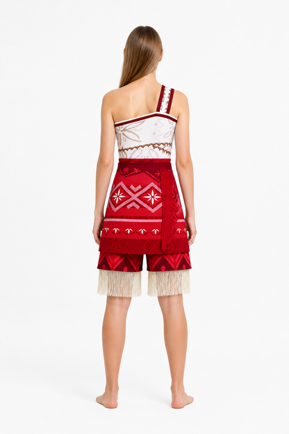 Jumpsuit Costume with Geometric Patterns and Fringe back view