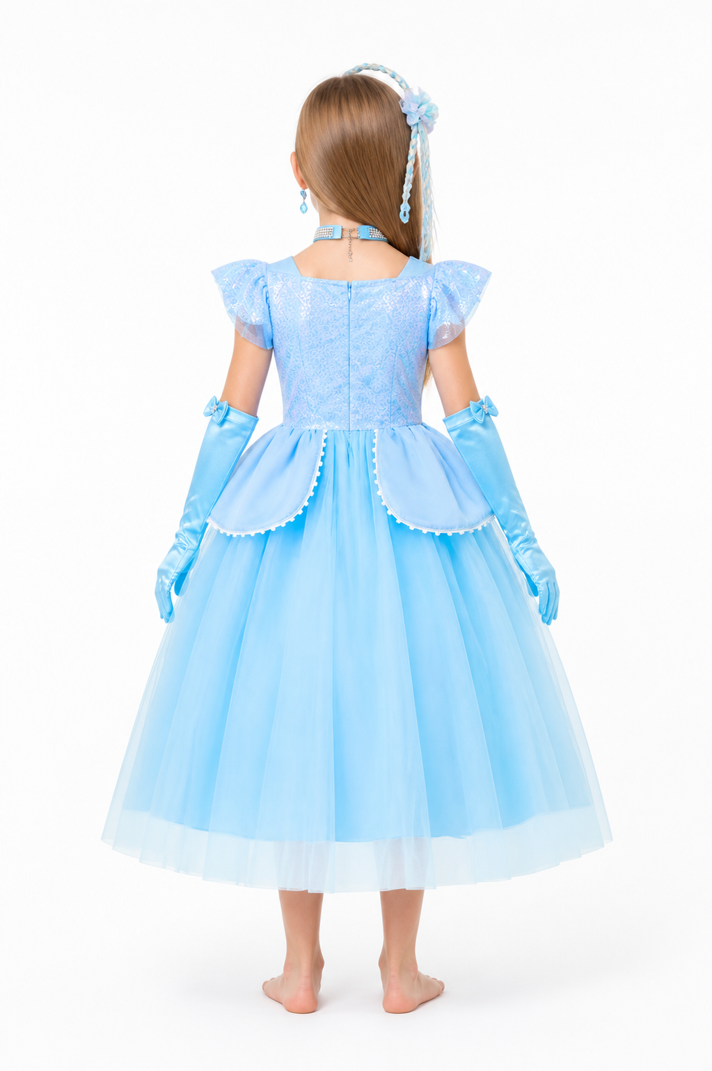 Children's Carnival Ball Gown Dress with Accessories back view