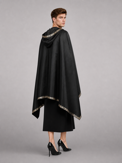 Black Medieval Hooded Carnival Cape
