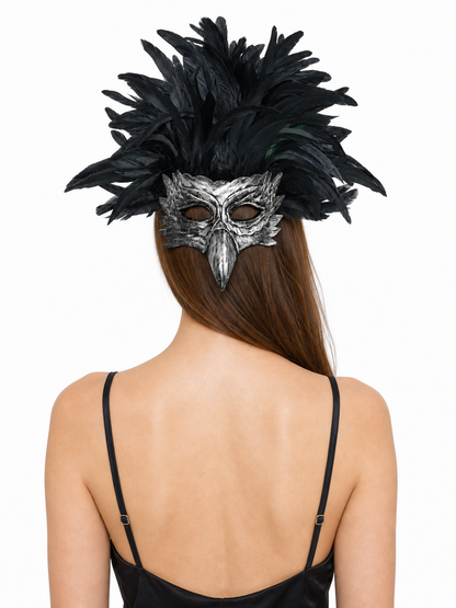 Carnival Eagle Mask with Black Feathers