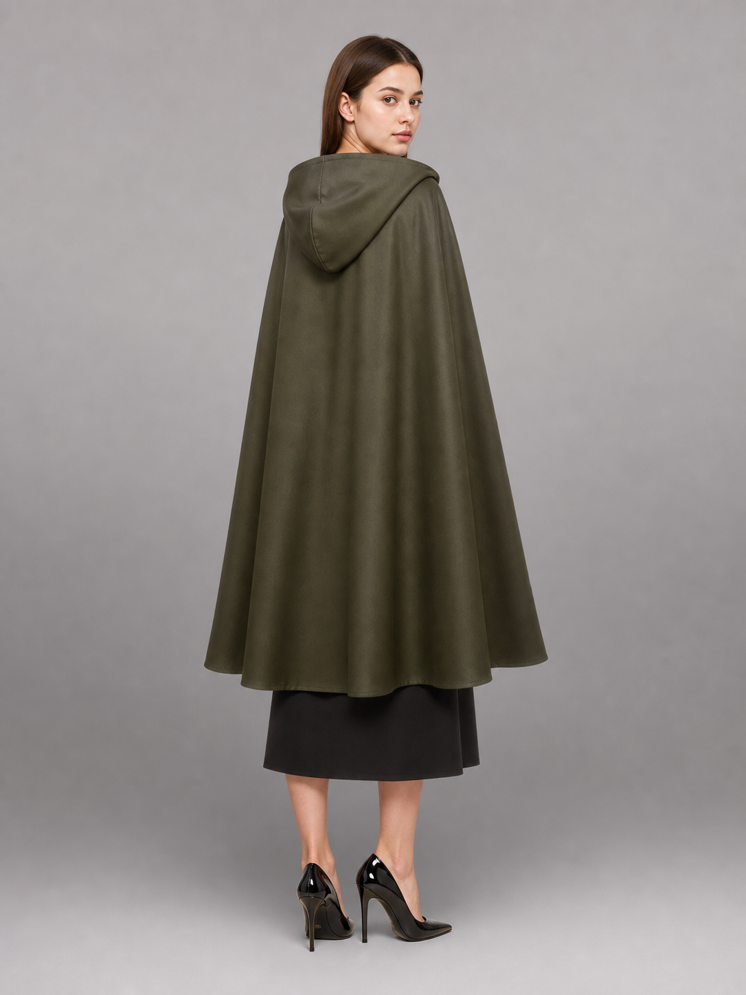 Dark Olive Hooded Costume Cape