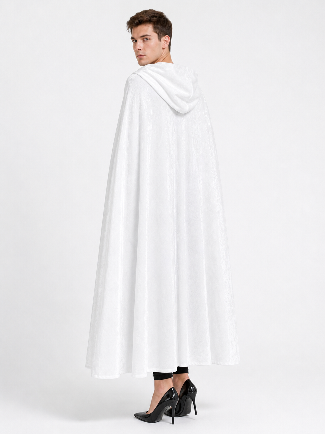 Long White Hooded Carnival Cloak