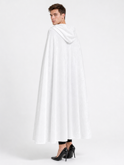 Long White Hooded Carnival Cloak