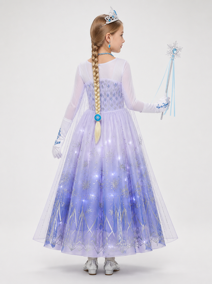 Snow Queen Carnival Costume with LED Lighting back view