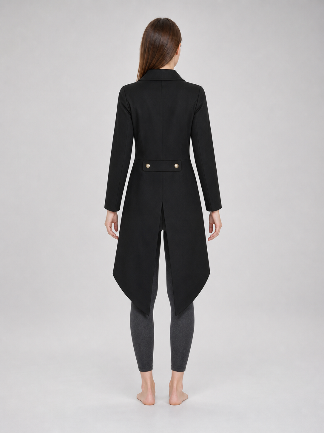 Black Long-Tail Steampunk Frock Coat