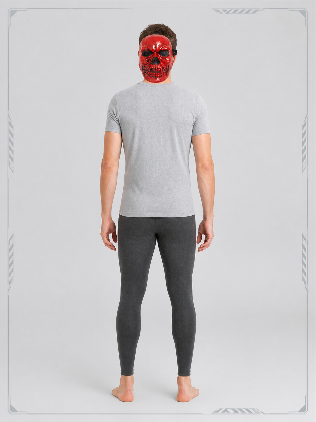 Red and Black Skull Carnival Mask for Halloween back view
