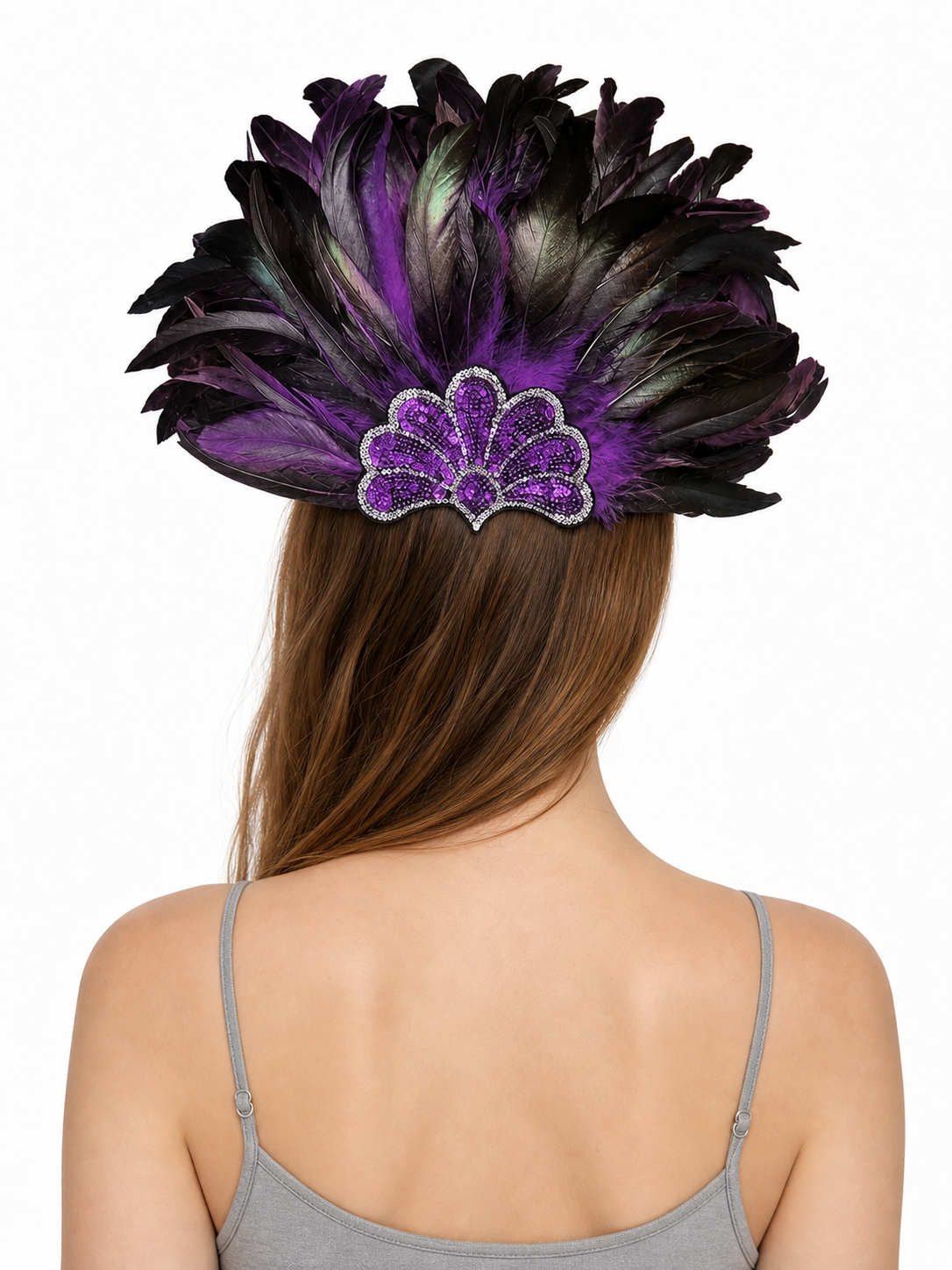 Carnival Headpiece with Purple Feathers