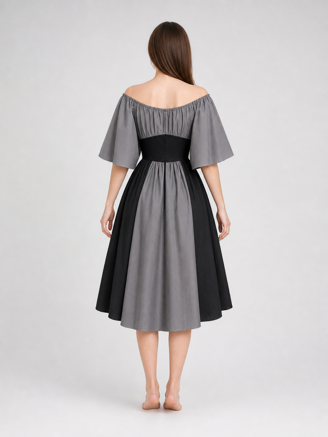 Gothic Dress with Corset, Ruffles, and Lace-Up Detail