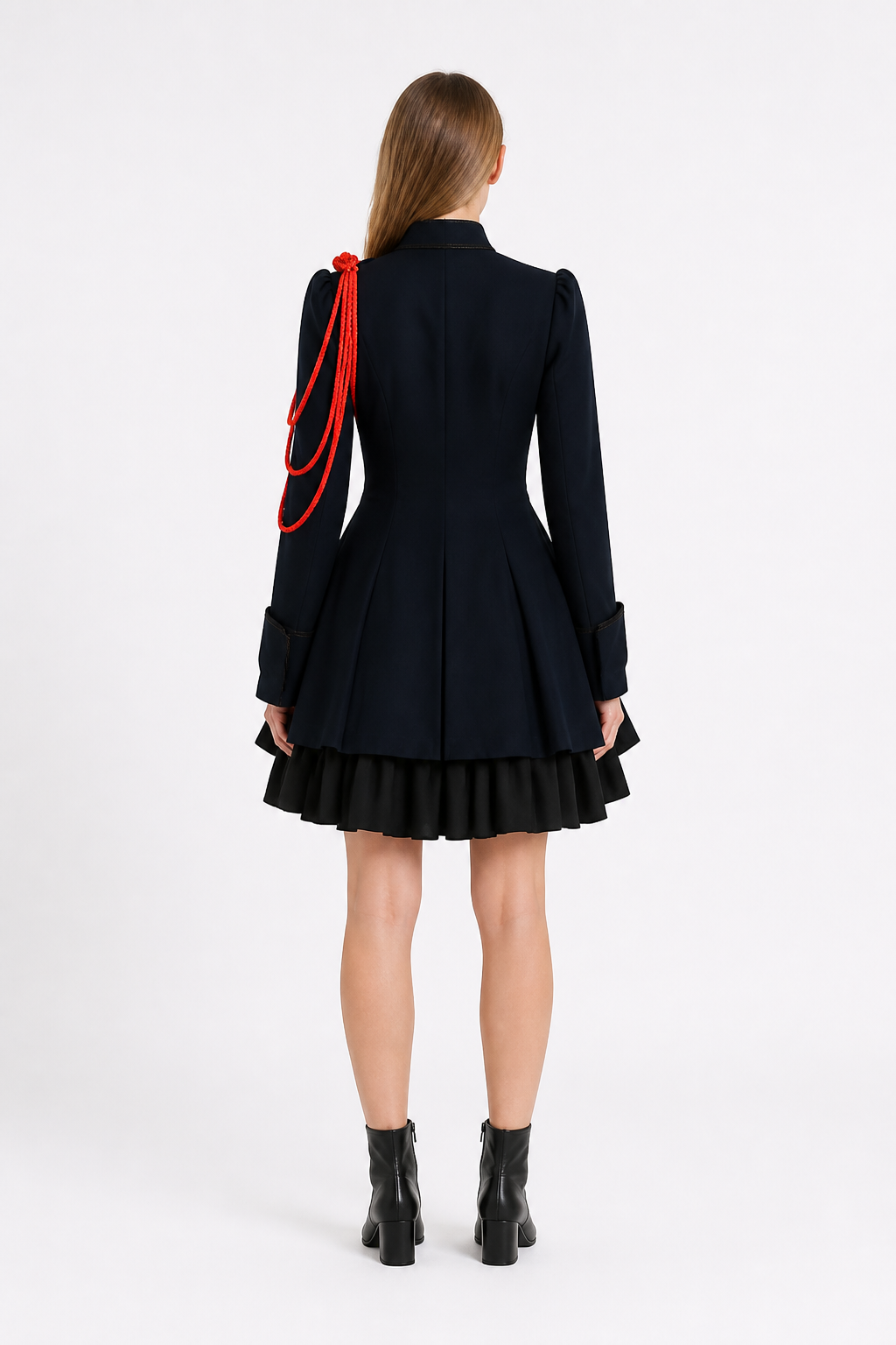 Gothic Dress with Bow and High Collar back view