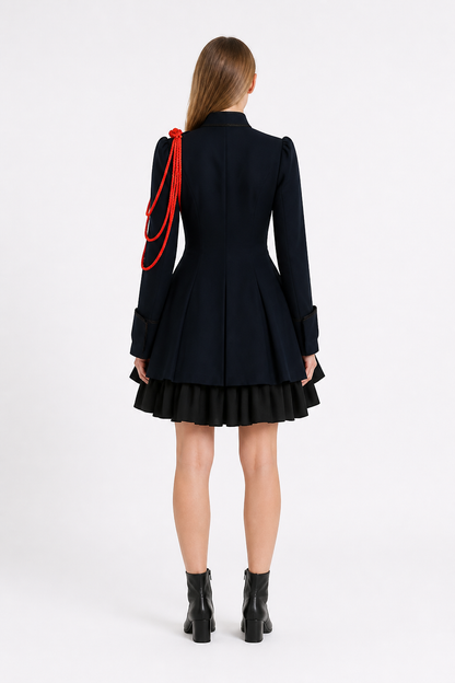 Gothic Dress with Bow and High Collar back view