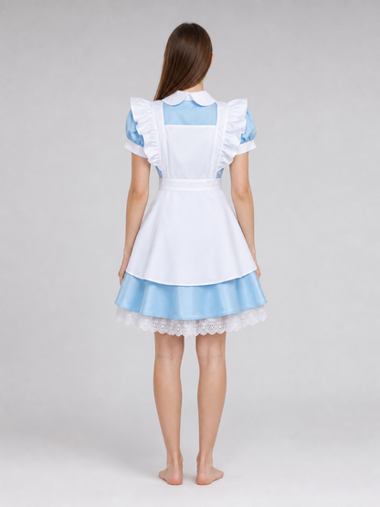 Maid-style costume dress, blue and white