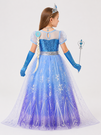Snowflake Princess Costume for Halloween back view
