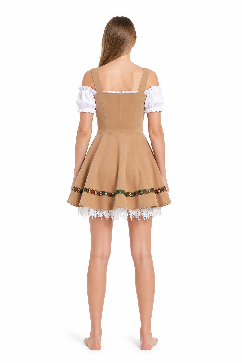 Bavarian Dress with Red Lacing for a Beer Festival back view