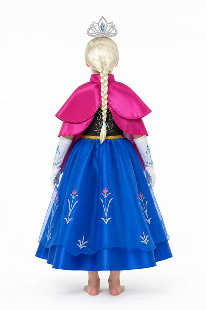 Children's Snow Queen Costume with Cape and Crown back view