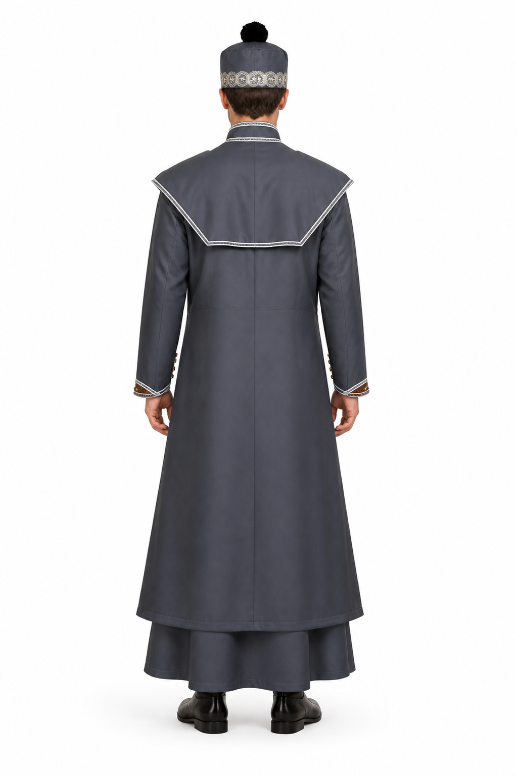 Wizard costume with robe and hat for Halloween back view