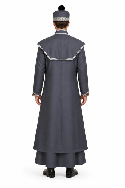 Wizard costume with robe and hat for Halloween back view