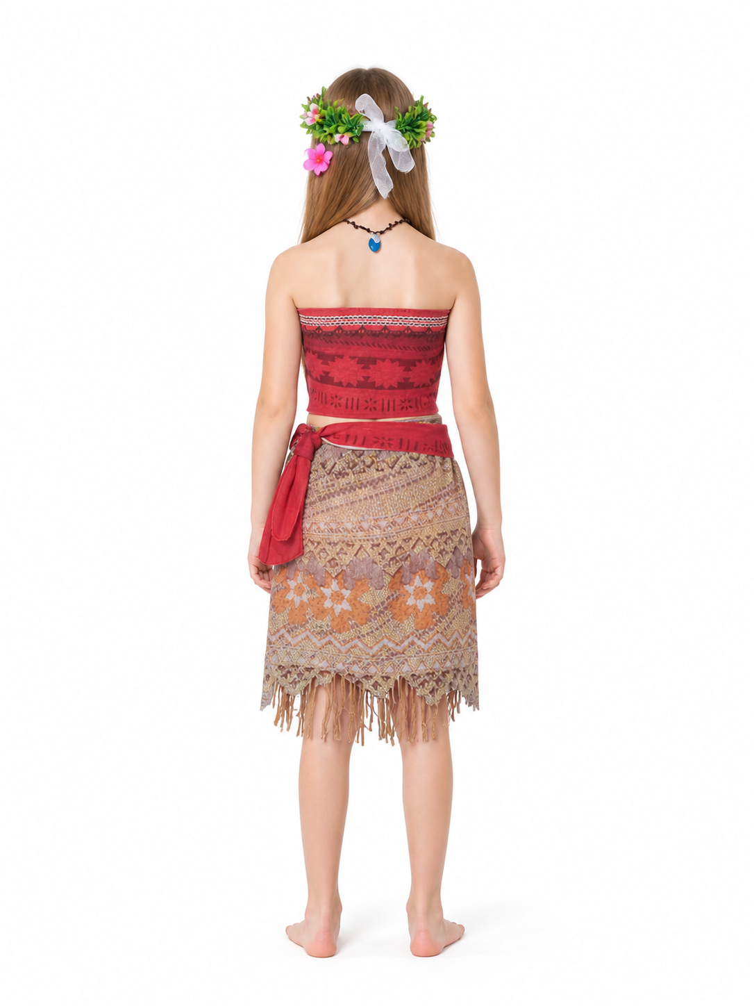 Moana Costume with Skirt and Necklace for Children back view