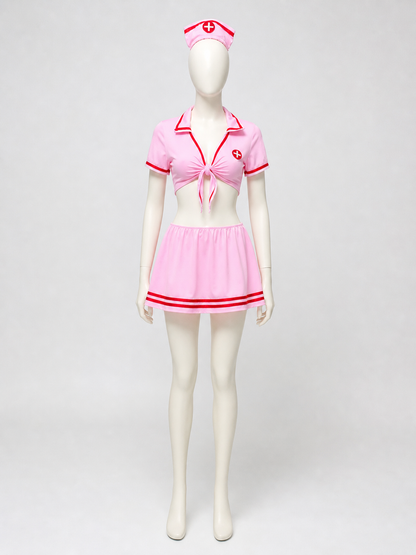 Medical-Themed Role-Play Costume with Skirt back view