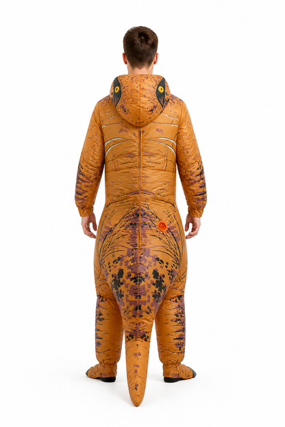 Brown Tyrannosaurus Costume with Open Mouth back view