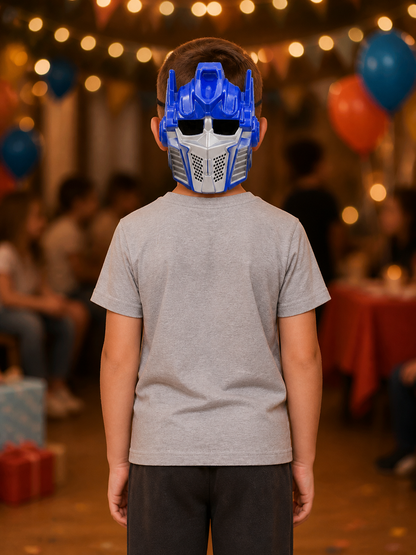 Robot-Style Carnival Mask, Blue, White, and Black