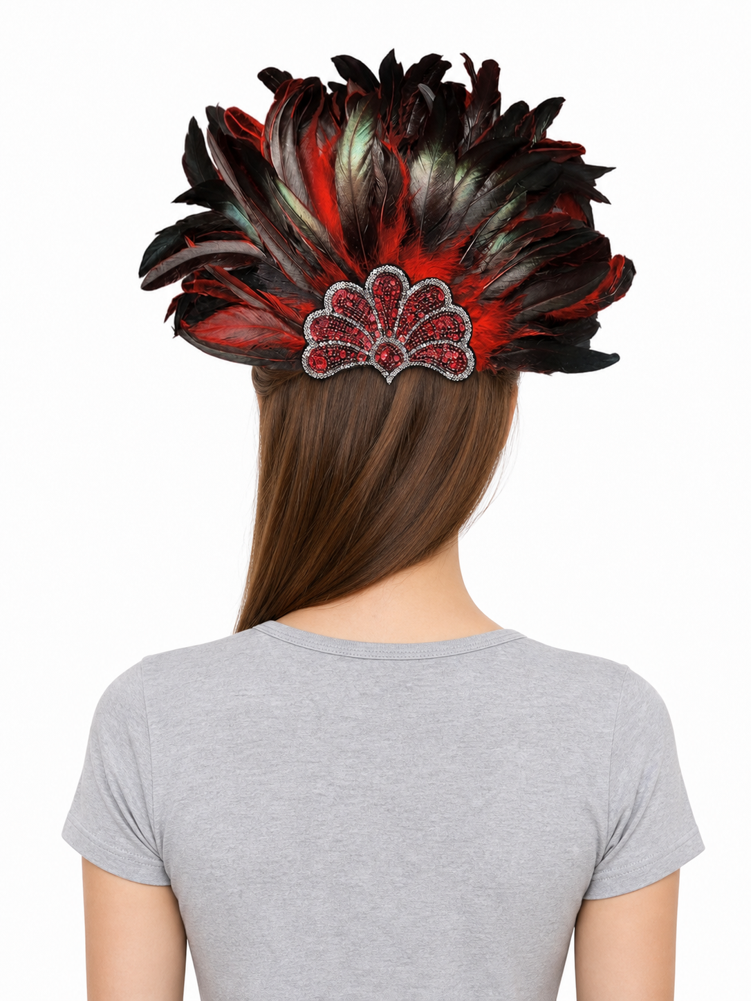 Red Feather Carnival Headpiece