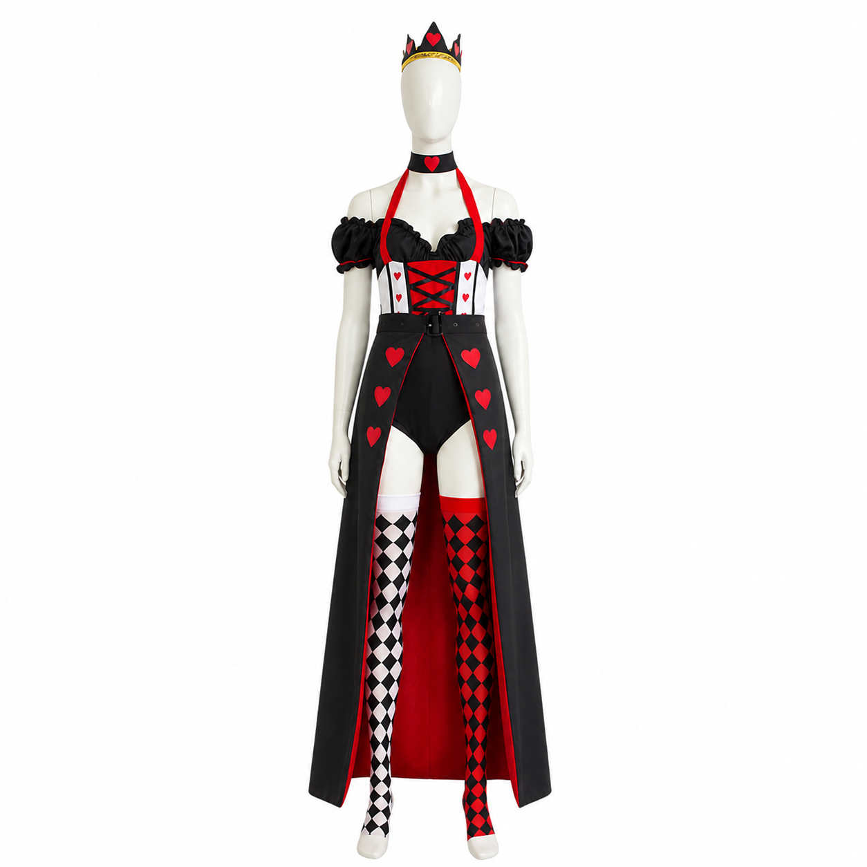 Carnival Costume Jumpsuit with Crown and Knee-High Socks back view