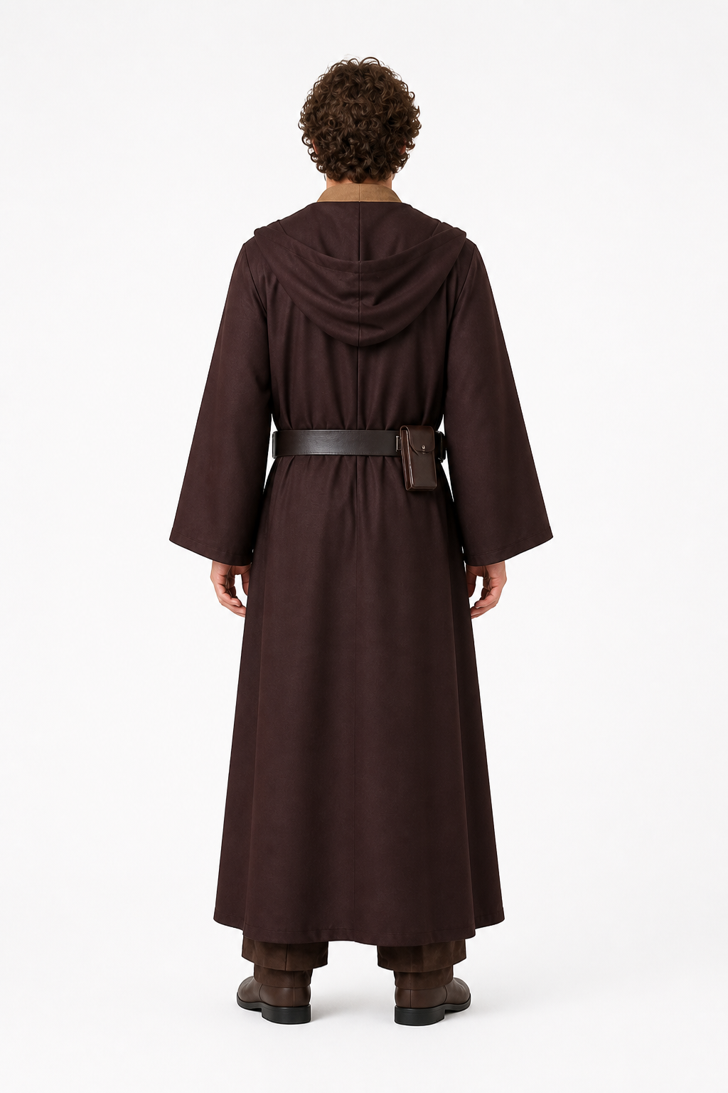Costume with a Long Brown Robe and Belt Pouch